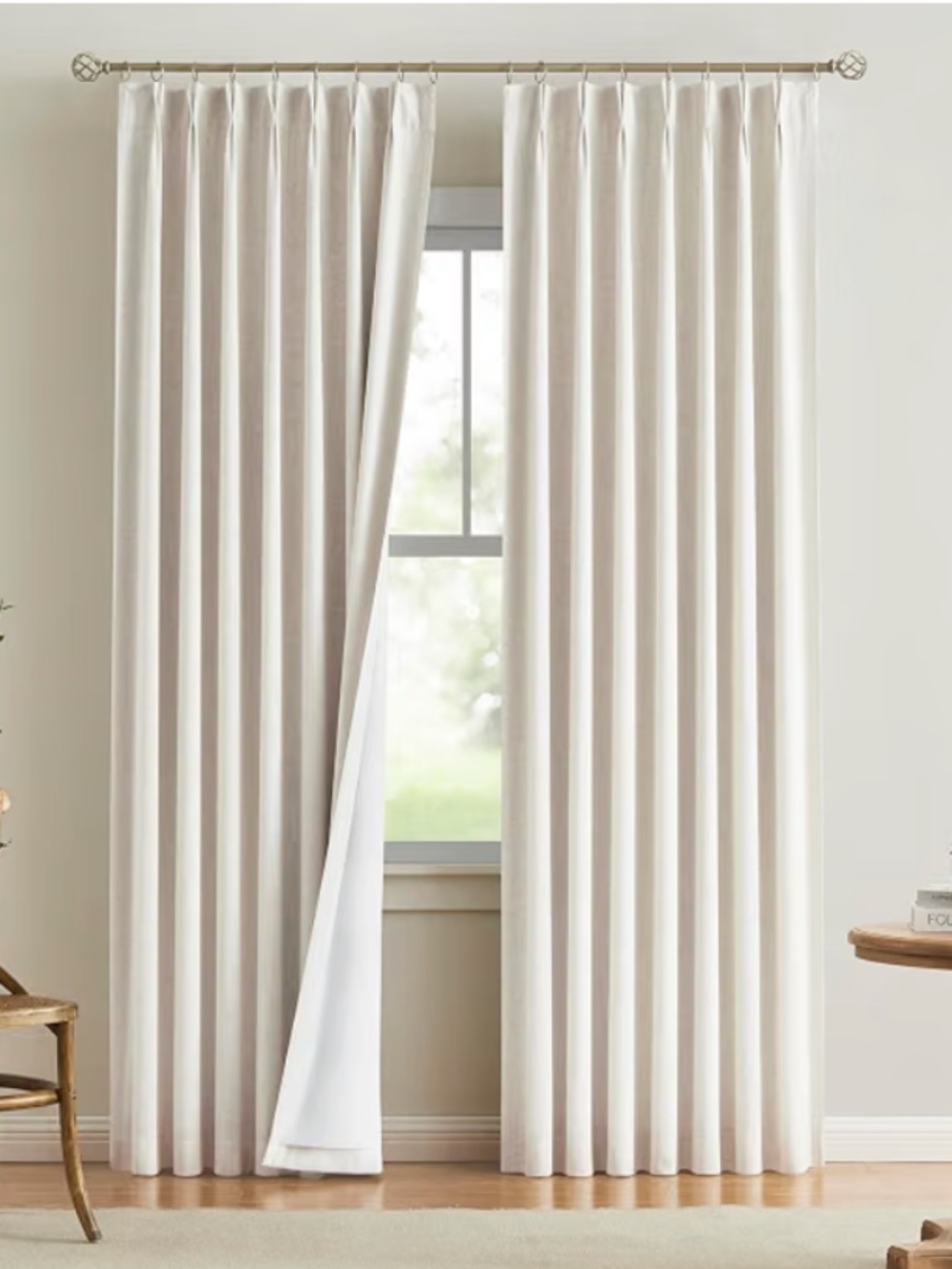 Vision Home Natural Pinch Pleated Full Blackout Curtains Linen Blended Room Dark